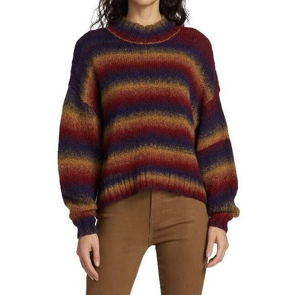 Pistola Carlen Women's Sz XL Multicolor Striped Mock Neck Oversized Sweater $198 - Picture 1 of 8